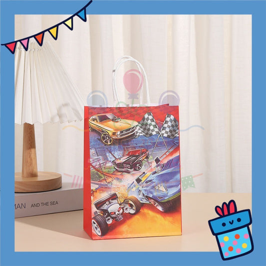 ParteeTime Birthday Kids 1pcs Car Party Favor Gift Bags with Handle Paper Bag Doorgift Packaging Goodies Bag