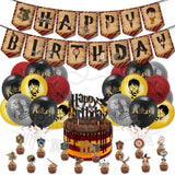 ParteeTime Kid Birthday Party Celebration Decoration Set Harry 4 in 1 Banner Balloon Cake Cupcake Topper Parti Hari Jadi