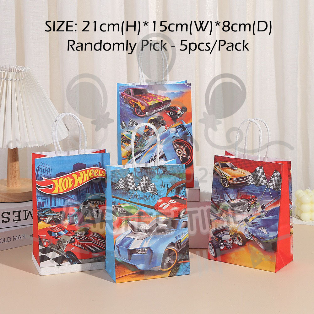 ParteeTime Kids Hot Wheels Birthday Theme Decorations Party Balloon Banners Hang Swirls Backdrop Tablecloth Cake Topper