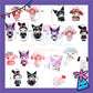 ParteeTime Sanrio Kuromi Melody Cinnamoroll Mini CakeTopper Cute Characters Figures Set Cake Decoration Birthday Party