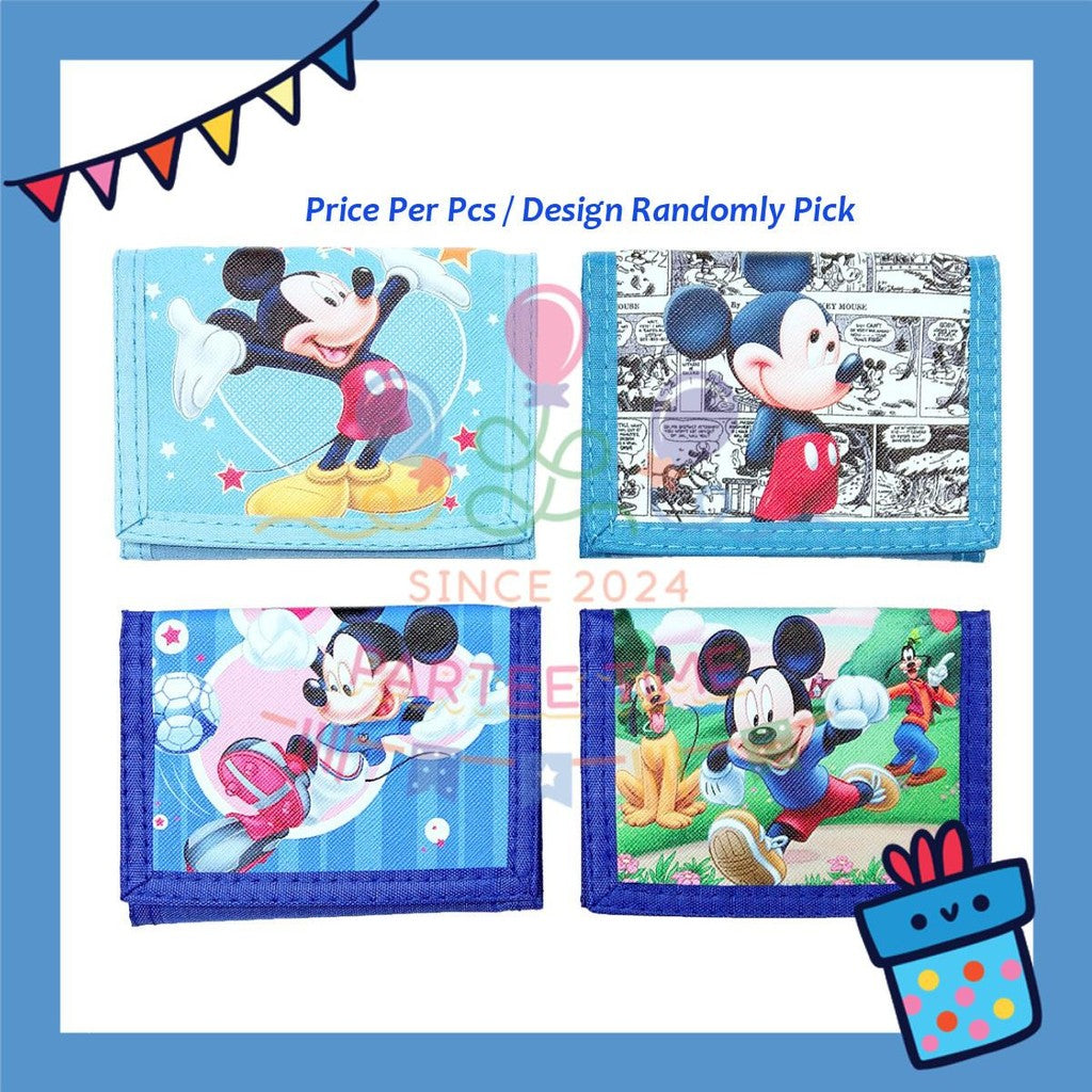 ParteeTime Kids Gifts Cute Cartoon Trifold Wallet Batman Doraemon Mario Dompet Lipat Kartun Comel Kanak-Kanak