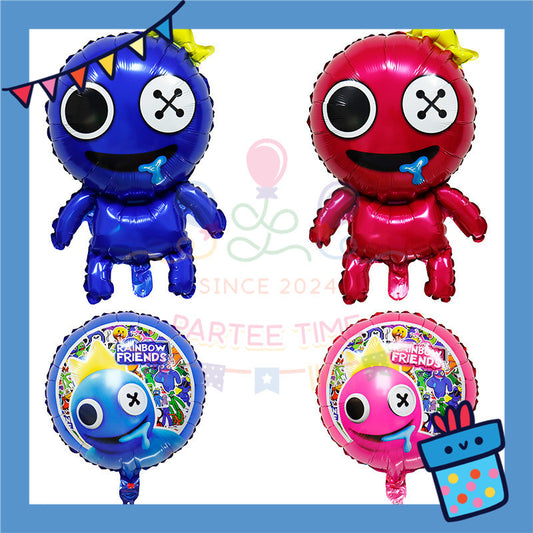 ParteeTime Kids Cute Rainbow Friends Themed Foil Balloon Birthday Party Decoration Belon Tema Parti Hari Jadi Hiasan