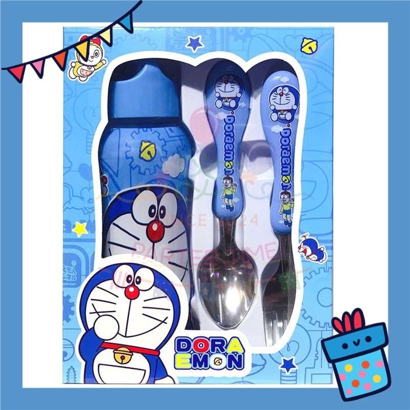 ParteeTime Kids Gifts Box Set Cute Cartoon Stainless Steel Spoon Fork Tableware Set With Water Bottle BPA FREE 350ml