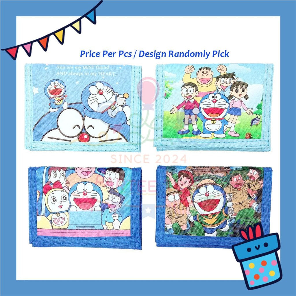 ParteeTime Kids Gifts Cute Cartoon Trifold Wallet Batman Doraemon Mario Dompet Lipat Kartun Comel Kanak-Kanak