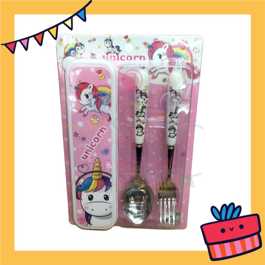 ParteetTime Kids Portable Stainless Steel Gift Set Cutlery Utensil Set Reusable Spoon Fork With Case