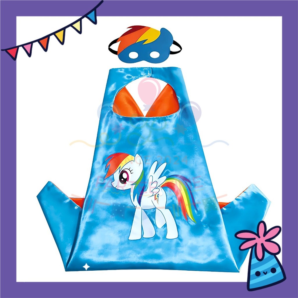ParteeTime Kids Mask Cape Children My Little Pony Capes Birthday Party Dress Up Toy Cape Cosplay Costume
