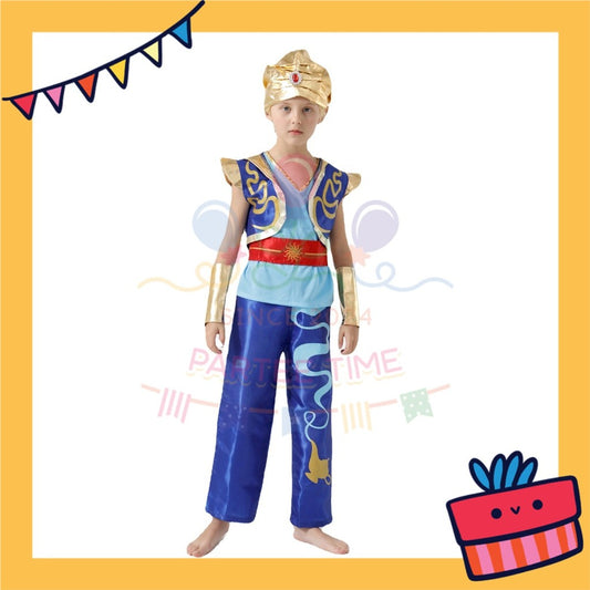 ParteeTime Kids Boy Aladdin Costume Set Top And Pants With Hat Genie Lamp Cosplay Costumes Fancy