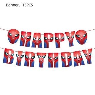 ParteeTime Kids Spiderman Theme Decorations Birthday Party Balloon Banners Hang Swirls Backdrop Tablecloth Cake Topper