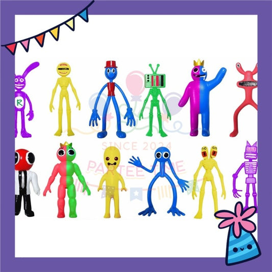 ParteeTime Kids Rainbow Friends Cute Characters Figures Set Cake Decorative Baking Decoration Birthday Party Kek Topper