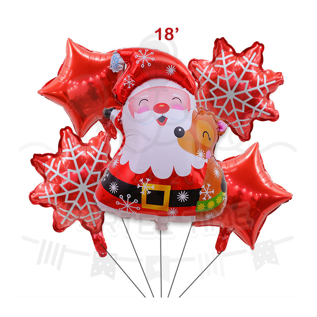 ParteeTime Kids Merry Christmas Themed Foil Balloon Birthday Party Decoration Foil Belon Tema Hari Krismas Hari Jadi