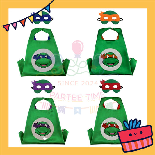 ParteeTime Kids Mask Cape Children Ninja Turtle Capes Birthday Party Dress Up Toy Cape Cosplay Costume