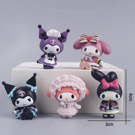 ParteeTime Kuromi Mini Cake Topper Cute Characters Figures Set Cake Decoration Birthday Party Collection Playset