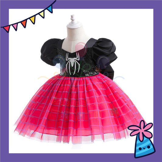 ParteeTime Kids Girl Spiderman Gwen Dress Cosplay Costumes Fancy Pakaian Budak Perempuan Spiderman Baju Kostum Labah