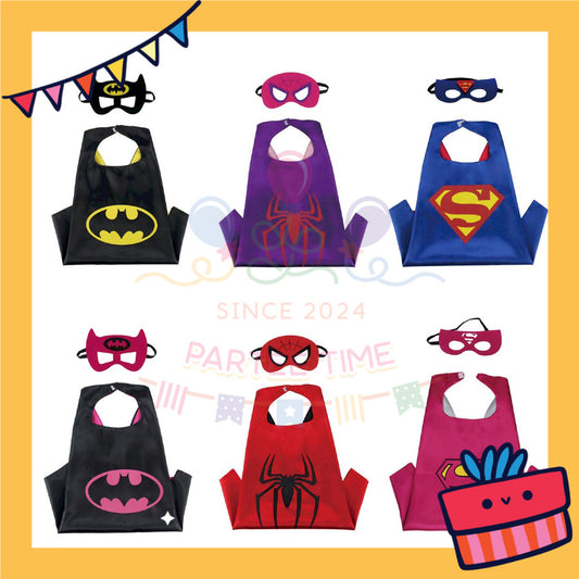 ParteeTime Kids Mask Cape Children Superhero Spiderman Capes Birthday Party Dress Up Toy Cape Cosplay Costume