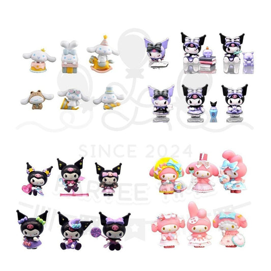 ParteeTime Sanrio Kuromi Melody Cinnamoroll Mini Cake Topper Cute Characters Figures Set Party Collection Playset