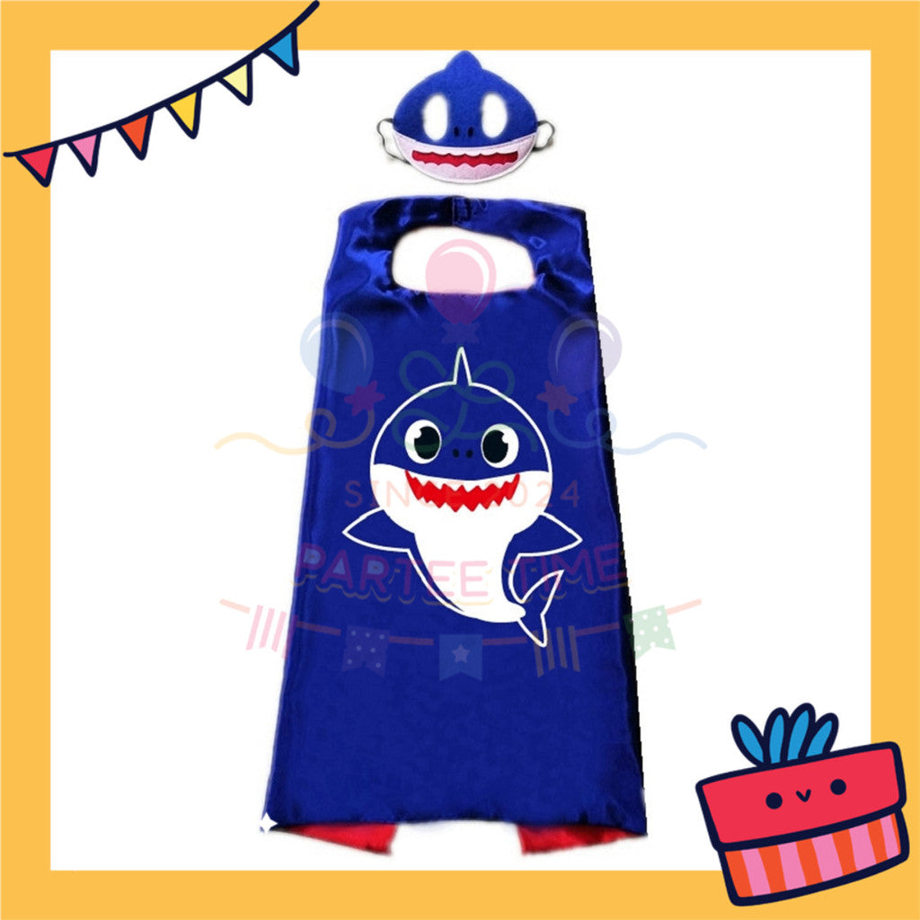 ParteeTime Kids Mask Cape Baby Shark Children Capes Birthday Party Dress Up Toy Cape Cosplay Costume