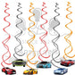 ParteeTime Kids Hot Wheels Birthday Theme Decorations Party Balloon Banners Hang Swirls Backdrop Tablecloth Cake Topper