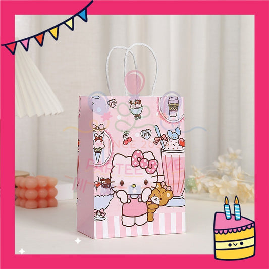 ParteeTime Birthday Kids 1pcs Kitty Pony Party Favor Gift Bags with Handle Paper Bag Doorgift Packaging Goodies Bag