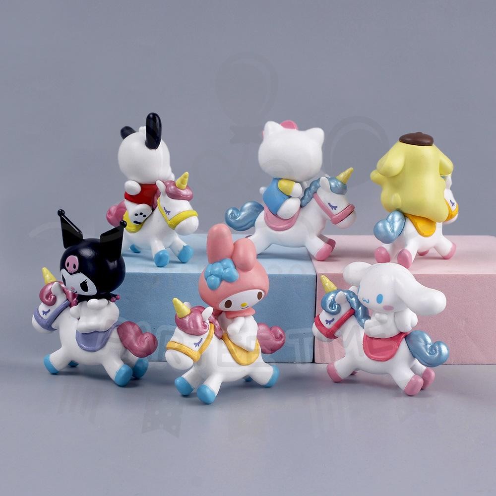 ParteeTime Sanrio Kuromi Melody Cinnamoroll Mini Cake Topper Cute Set Cake Decoration Birthday Party Collection Playset