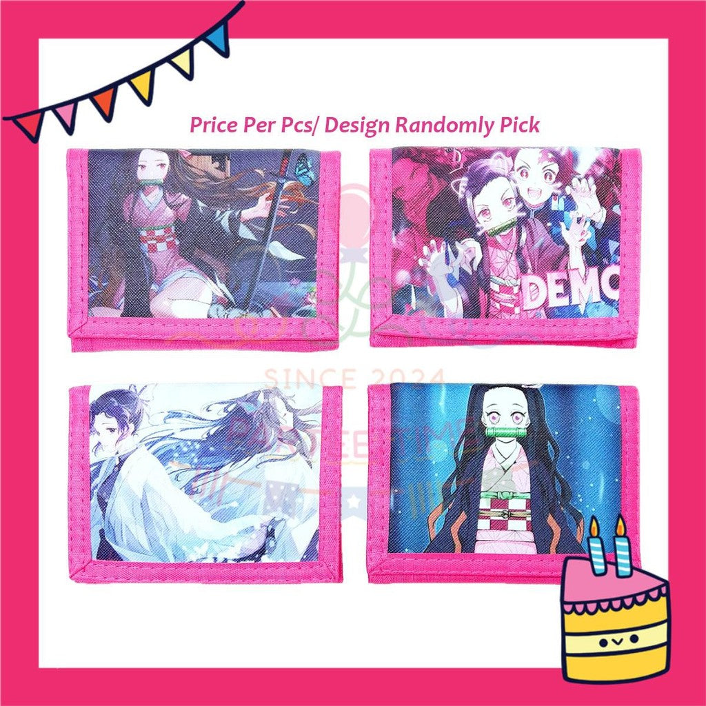ParteeTime Kids Gifts Cute Cartoon Trifold Wallet Princess Elsa Barbie Dompet Lipat Kartun Comel Kanak-Kanak