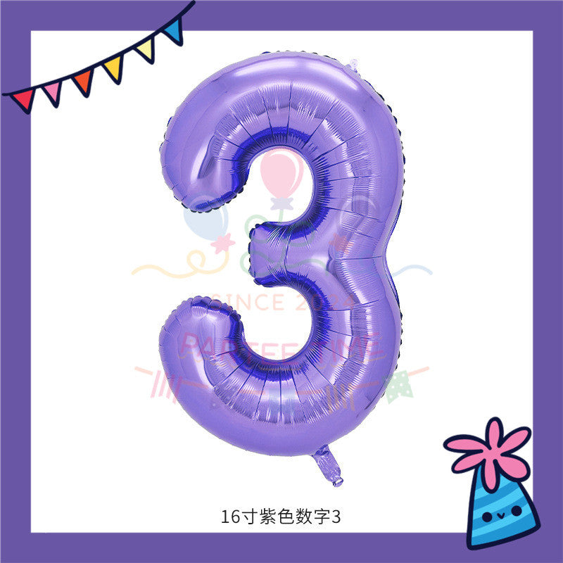 ParteeTime Purple Digital Foil Ballon 16 Inch 0 Number Balloon Birthday Party Foil Balloons Vibrant Shiny Decorations