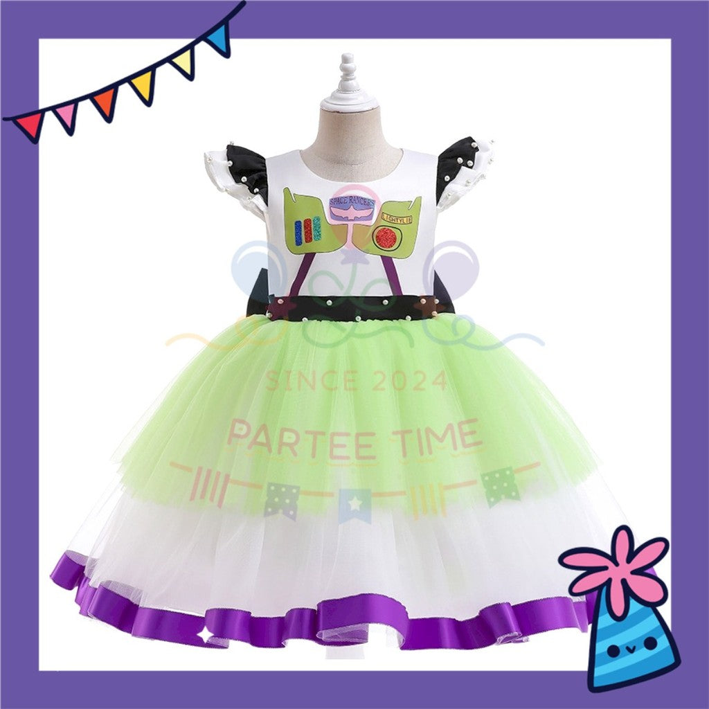 ParteeTime Kids Toy Story Buzz Lightyear Costumes Dress With Headband Girls Cosplay
