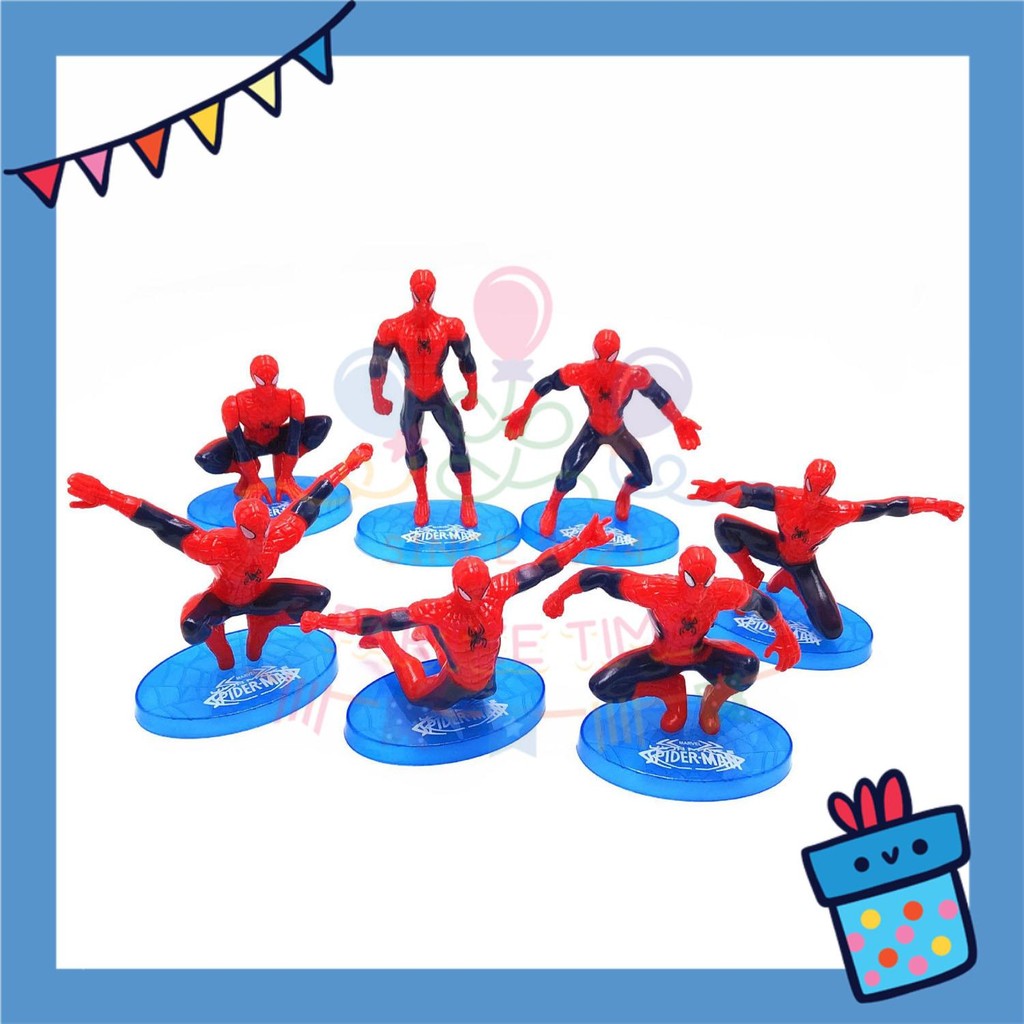ParteeTime Kids Spiderman Mini Cake Topper Cute Characters Figures Set Cake Decoration Birthday Party Collection Playset