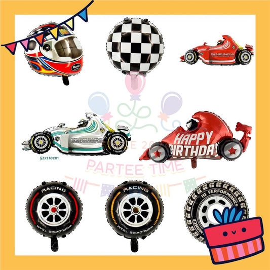 ParteeTime Kids Racing Themed Car Wheel Tire Air Globos Foil Balloon Birthday Party Decoration