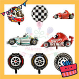 ParteeTime Kids Racing Themed Car Wheel Tire Air Globos Foil Balloon Birthday Party Decoration