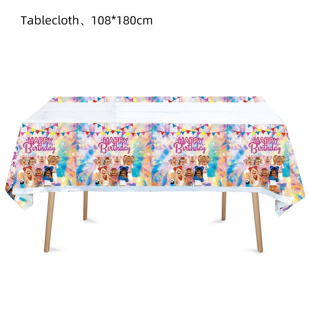 ParteeTime Kids Roblox Girls Theme Decorations Birthday Party Supplies Banners Backdrop Set Budak Hari Jadi Hiasan