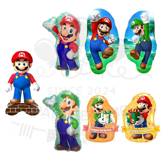 ParteeTime Kids Super Mario Princess Peach Luigi Themed Foil Balloon Birthday Party Decoration