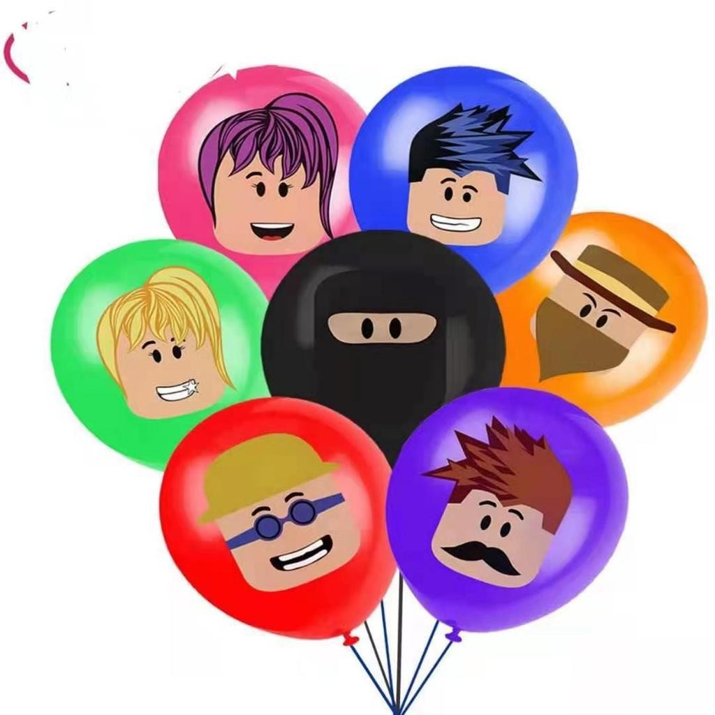 ParteeTime Kids Roblox Birthday Theme Decorations Party Balloon Banners Hang Swirls Backdrop Tablecloth Cake Topper