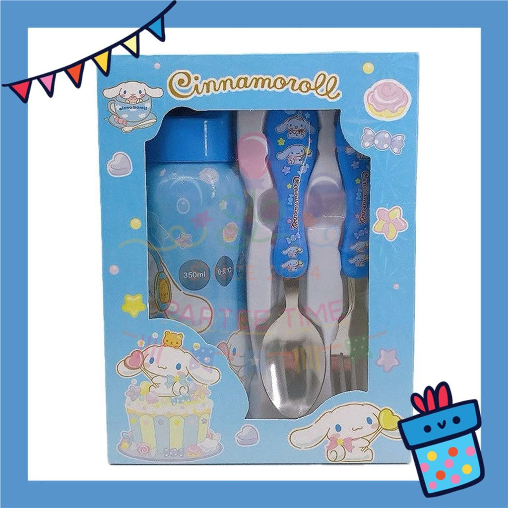 ParteeTime Kids Gifts Box Set Cute Cartoon Stainless Steel Spoon Fork Tableware Set With Water Bottle BPA FREE 350ml