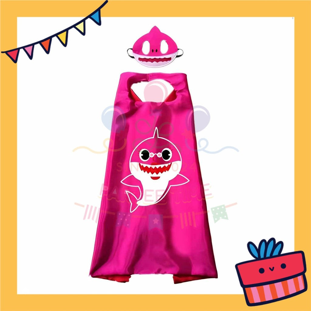 ParteeTime Kids Mask Cape Baby Shark Children Capes Birthday Party Dress Up Toy Cape Cosplay Costume