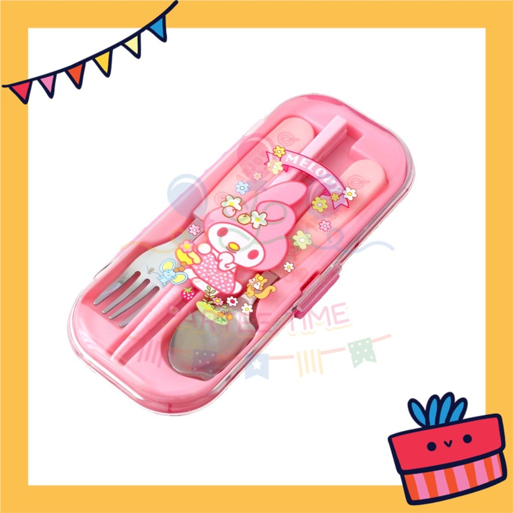 ParteetTime Kids Portable Stainless Steel Gift Set Cutlery Utensil Set Reusable Spoon Chopsticks Fork