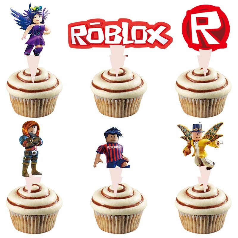 ParteeTime Kids Roblox Birthday Theme Decorations Party Balloon Banners Hang Swirls Backdrop Tablecloth Cake Topper
