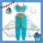 ParteeTime Kids Girl Princess Jasmine Set Top And Pants With Necklace Headband Wig Cosplay Costumes Fancy