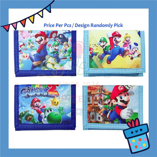 ParteeTime Kids Gifts Cute Cartoon Trifold Wallet Batman Doraemon Mario Dompet Lipat Kartun Comel Kanak-Kanak