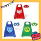 ParteeTime Kids Mask Cape Children Capes Birthday Party Dress Up Toy Cape Cosplay Costume