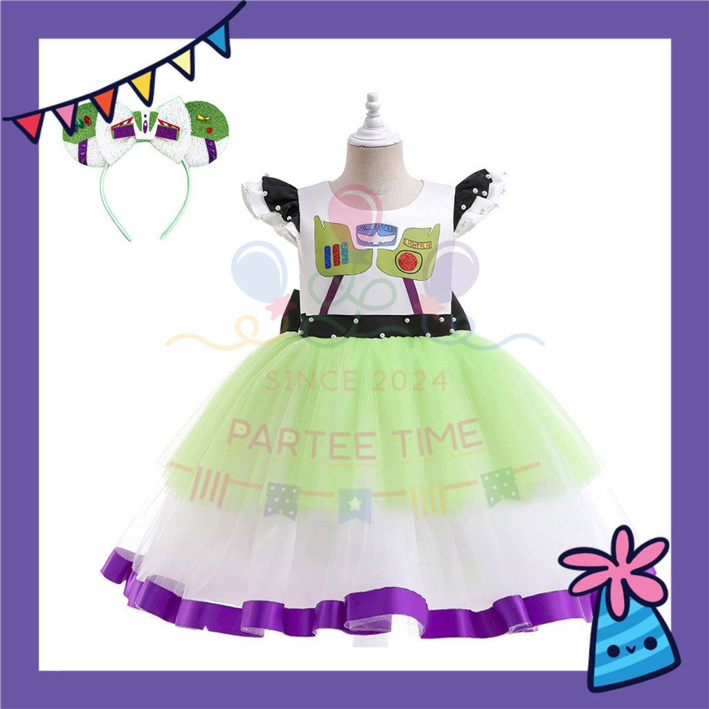 ParteeTime Kids Toy Story Buzz Lightyear Costumes Dress With Headband Girls Cosplay