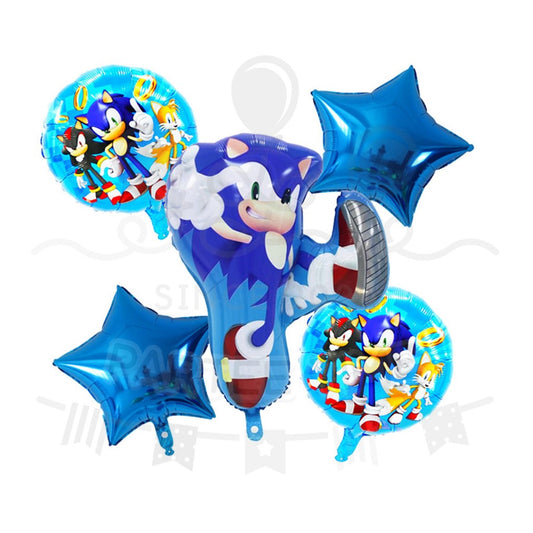 ParteeTime Kids Sonic Spiderman Naruto Birthday Party Decoration 5pcs Set Foil Balloon Set Belon Hari Jadi Kanak-Kanak