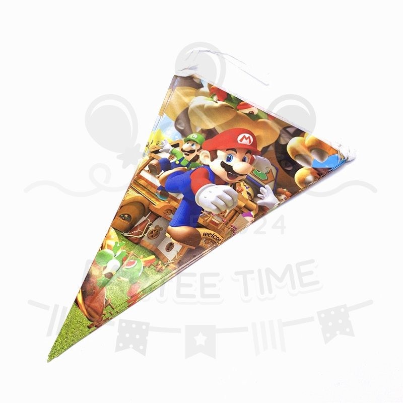 ParteeTime Kids Mario Birthday Theme Decorations Party Balloon Banners Hang Swirls Backdrop Tablecloth Cake Topper