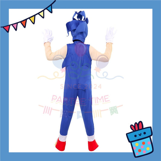ParteeTime Kids Boy Sonic the Hedgehog Jumpsuit Cosplay Costumes Fancy Children Day Kostum Kosplay Kanak-Kanak Sonic