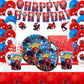ParteeTime Kids Spiderman Theme Decorations Birthday Party Balloon Banners Hang Swirls Backdrop Tablecloth Cake Topper
