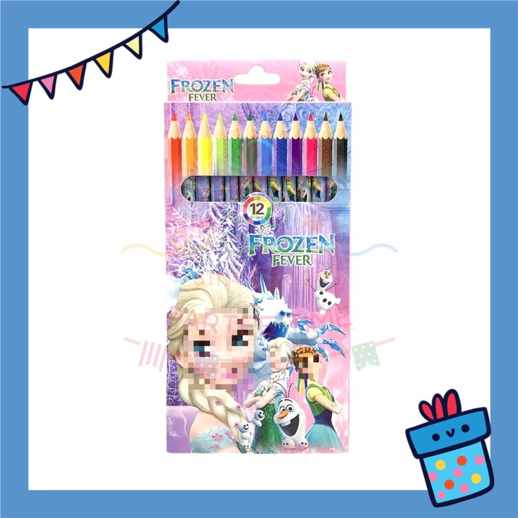 ParteetTime Kids Cute Cartoon 12pcs Color Pencil Non Toxic Coloring Stationery Set Birthday Party Gift Goodies Bag