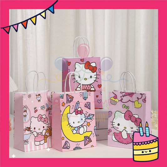 ParteeTime Birthday Kids 1pcs Kitty Pony Party Favor Gift Bags with Handle Paper Bag Doorgift Packaging Goodies Bag
