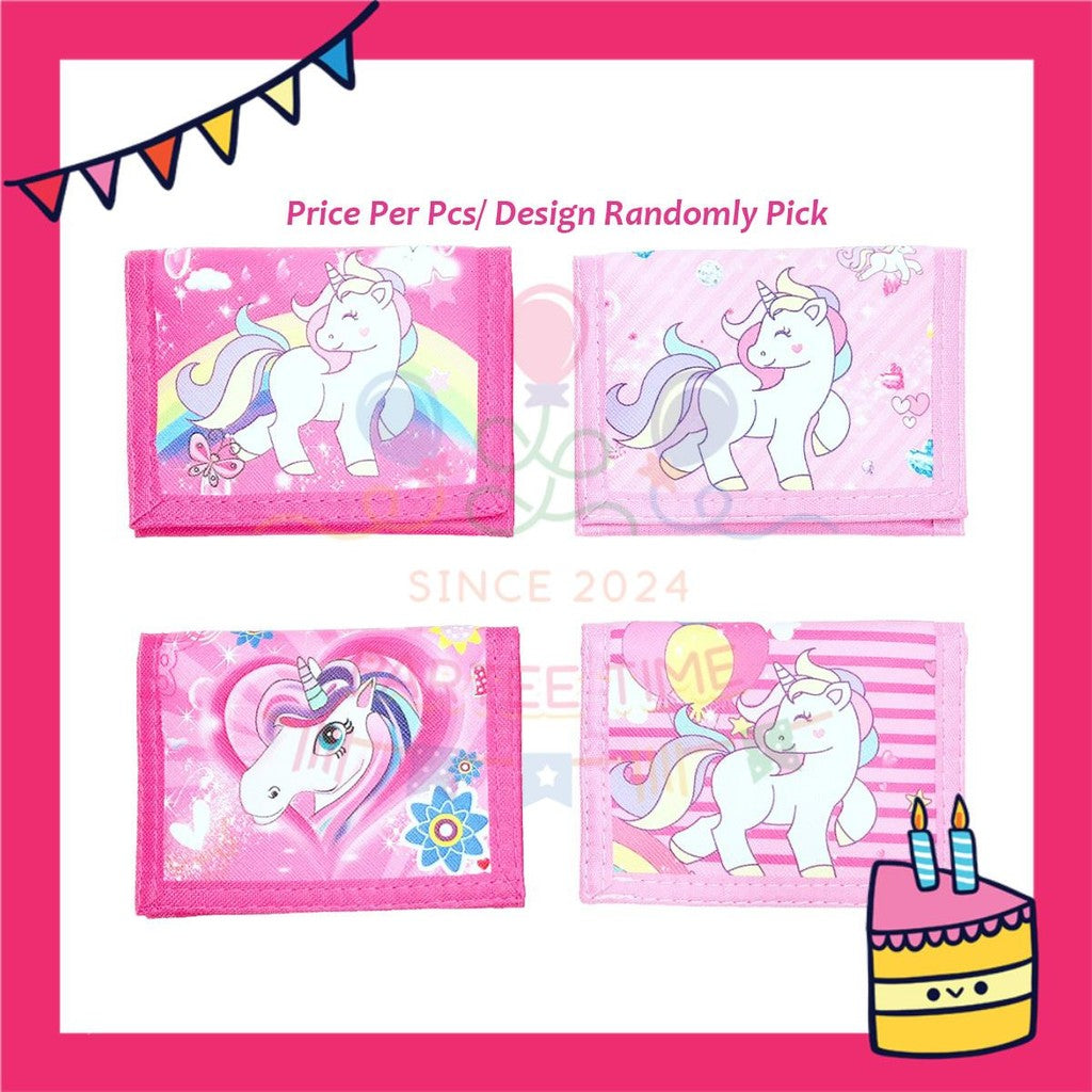 ParteeTime Kids Gifts Cute Cartoon Trifold Wallet Princess Elsa Barbie Dompet Lipat Kartun Comel Kanak-Kanak