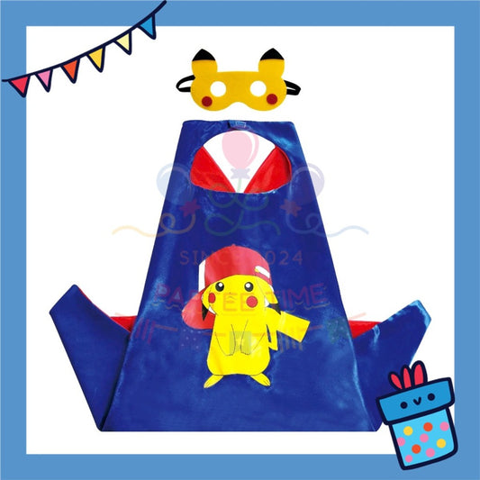 ParteeTime Kids Mask Cape Children Pikachu Capes Birthday Party Dress Up Toy Cape Cosplay Costume