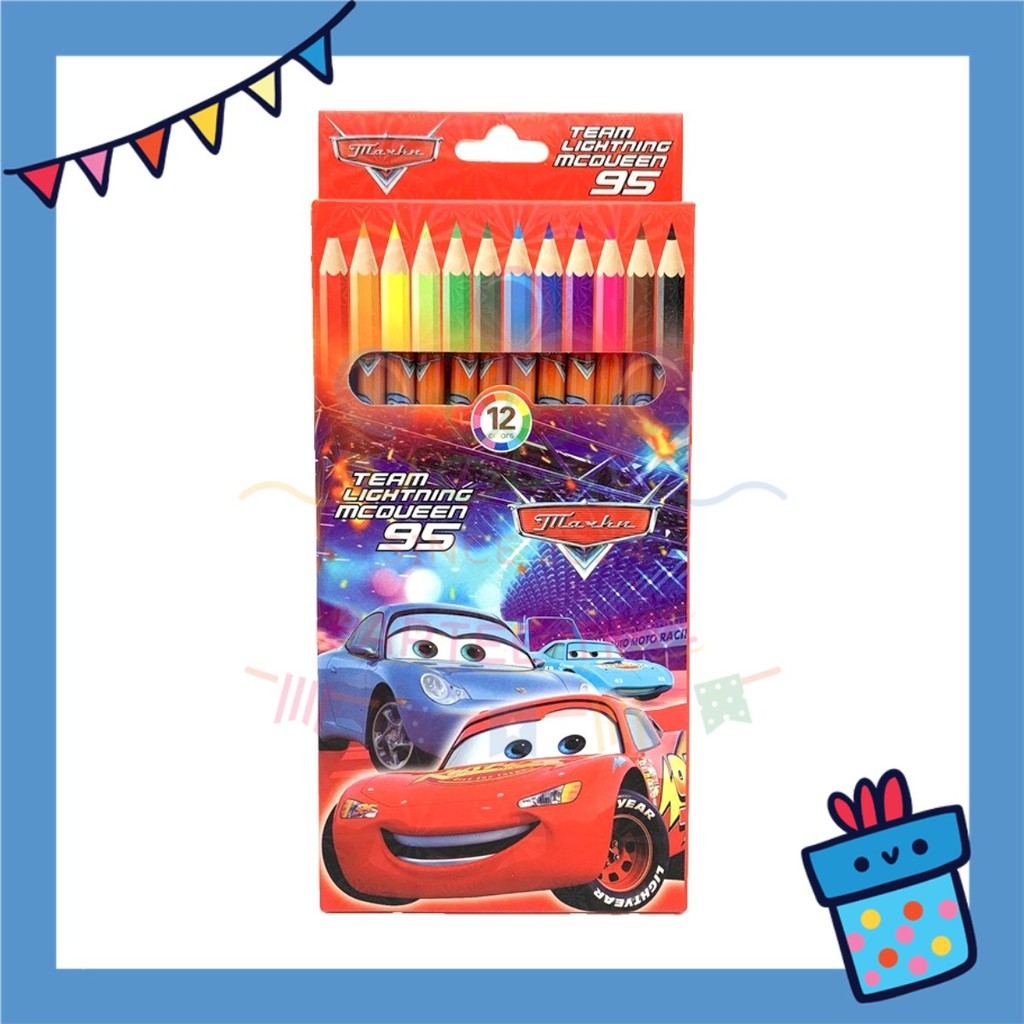 ParteetTime Kids Cute Cartoon 12pcs Color Pencil Non Toxic Coloring Stationery Set Birthday Party Gift Goodies Bag