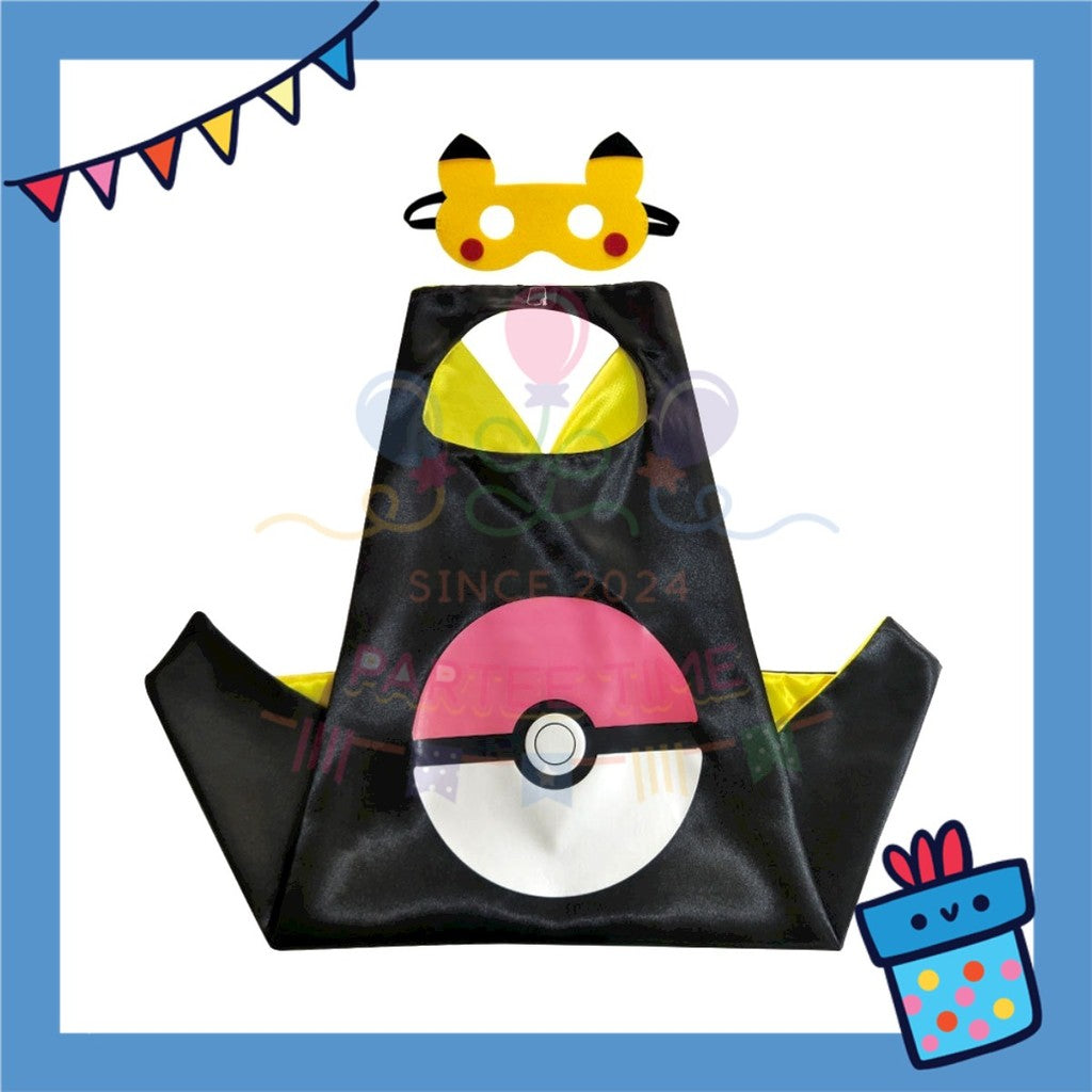 ParteeTime Kids Mask Cape Children Pikachu Capes Birthday Party Dress Up Toy Cape Cosplay Costume